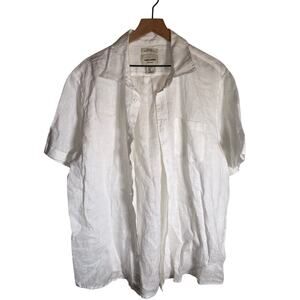 THOM AARON 100% Linen Lightweight Resort Wear White Summer Button-Up Shirt XL